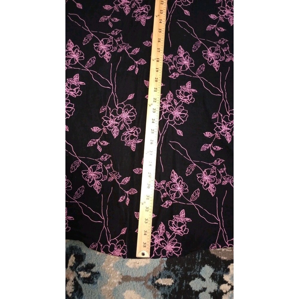 Vtg Slouchy Stretchy Floral Maxi Skirt Black Pink Fairy Whimsy Art Sz S Cottage - Picture 7 of 7